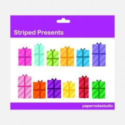 Striped Presents - Digital Clip Art Set